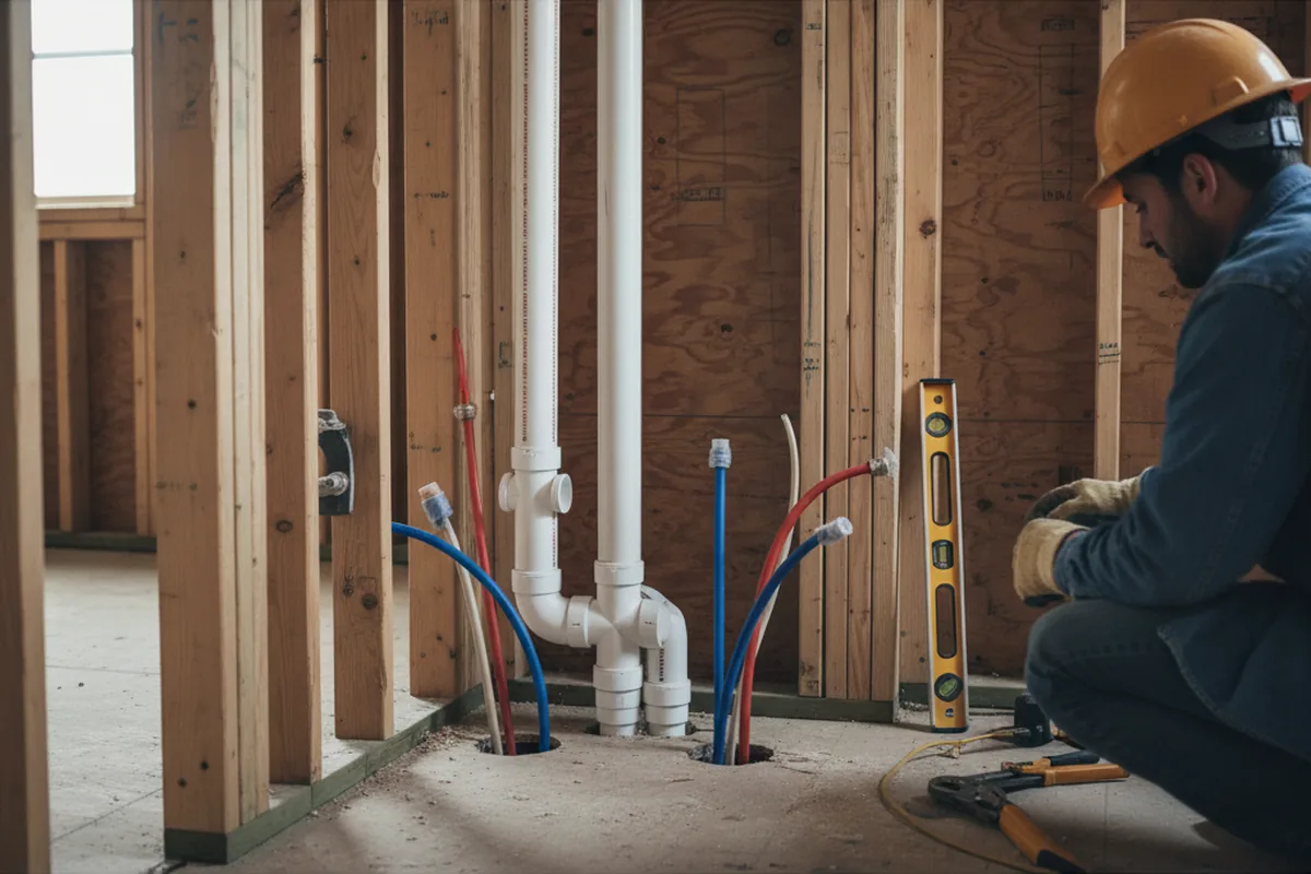 Drain and supply rough-in during Drain Cleaning in Coburn