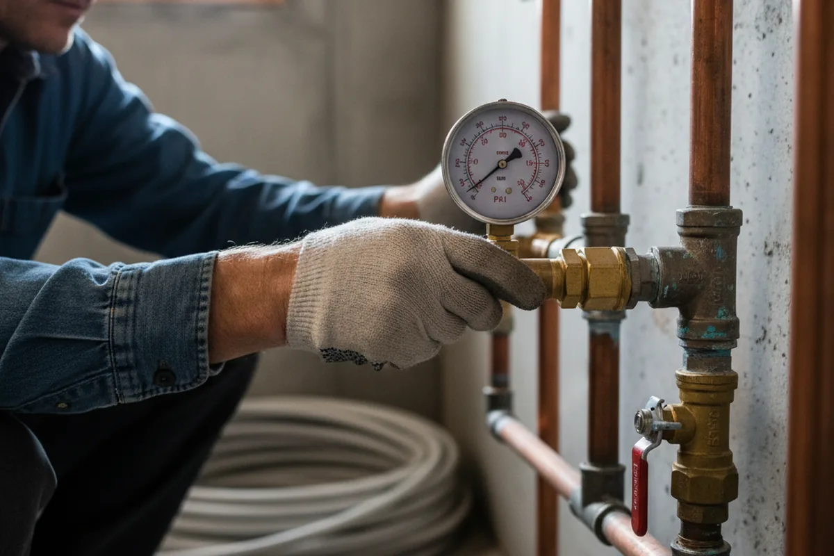 Pressure testing a repaired line during Water Line Repair in Coburn